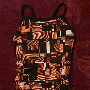 Speedo endurance+ swim suit black/orange 28